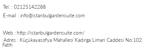 stanbul Garden Suite telefon numaralar, faks, e-mail, posta adresi ve iletiim bilgileri